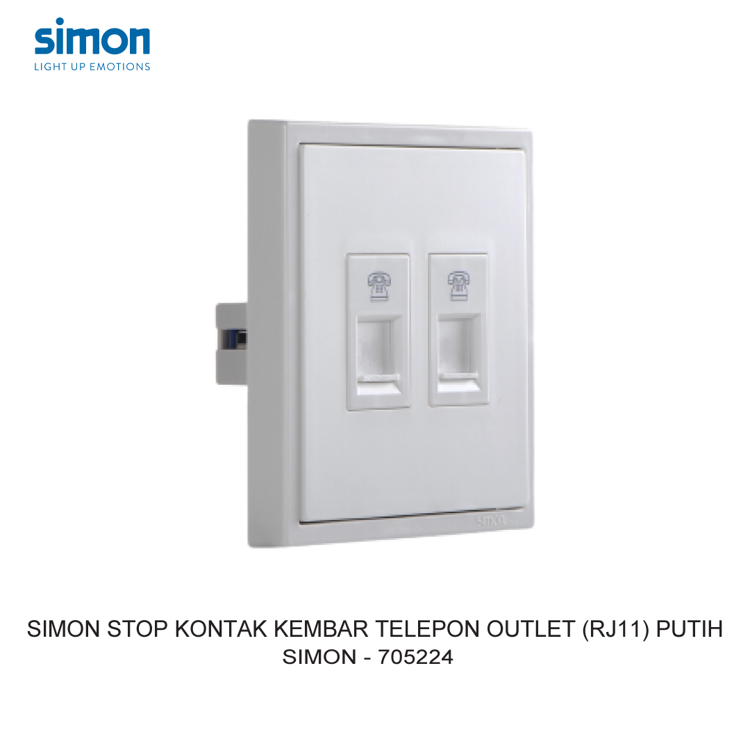 SIMON i7 TWIN TELEPHONE OUTLET MODULE (RJ11) WHITE
