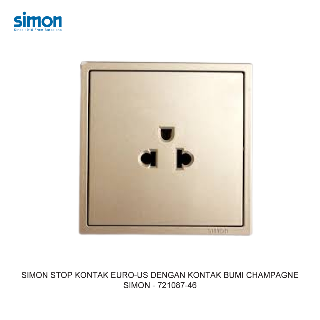 SIMON E6 EURO-US SOCKET WITH EARTH CONTACT CHAMPAGNE