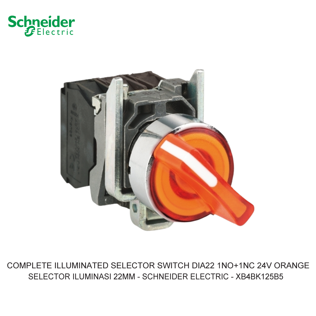 COMPLETE ILLUMINATED SELECTOR SWITCH 2-POSITION STAY PUT 1NO+1NC 24V ORANGE