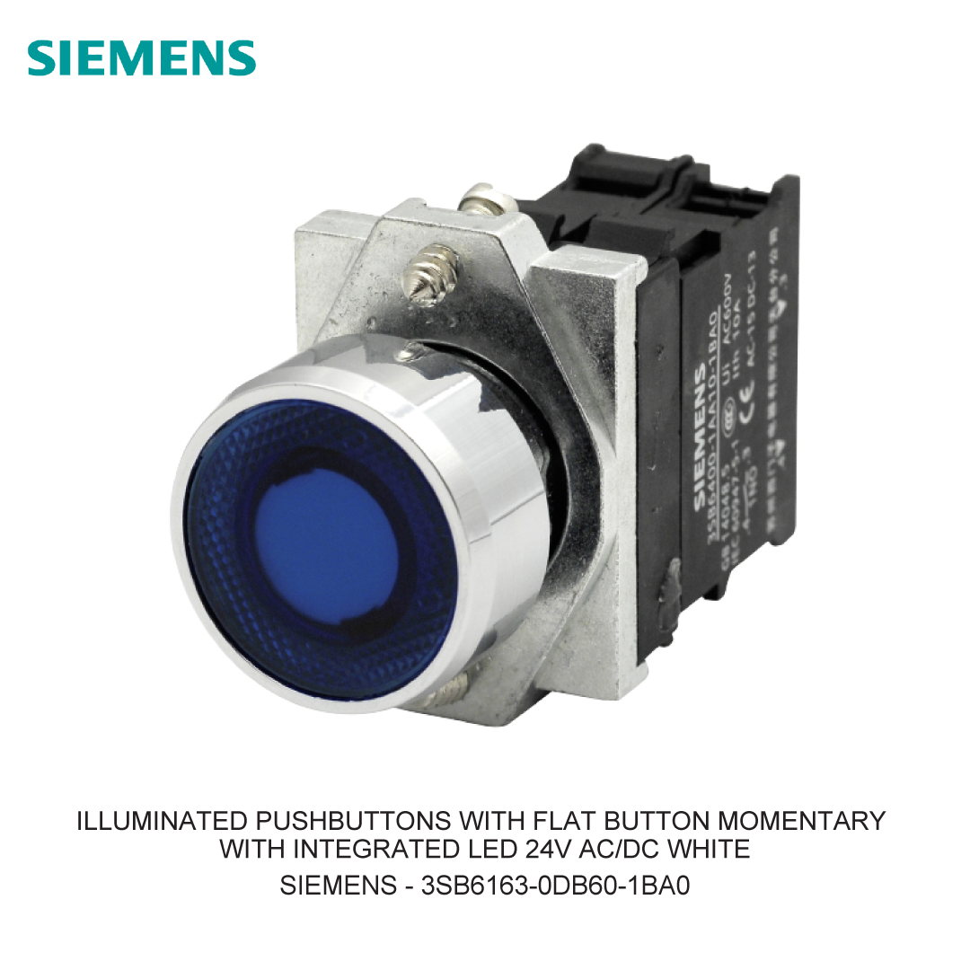 ILLUMINATED PUSHBUTTONS WITH FLAT BUTTON MOMENTARY WITH INTEGRATED LED 24V AC/DC WHITE