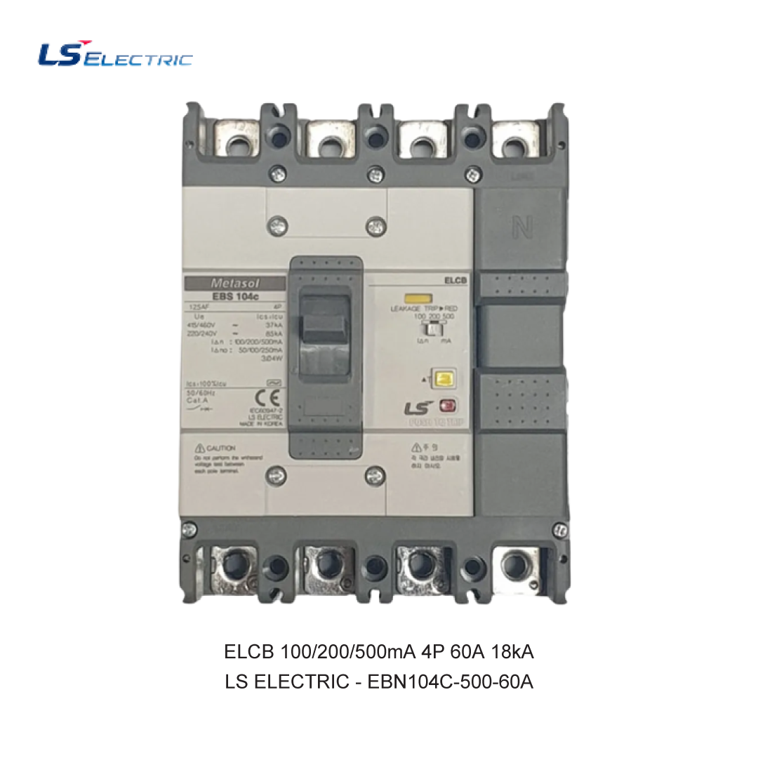 ELCB 100/200/500mA 4P 60A 18kA