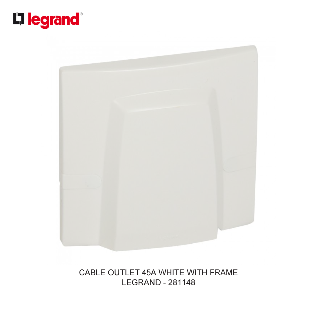 CABLE OUTLET 45A WHITE WITH FRAME