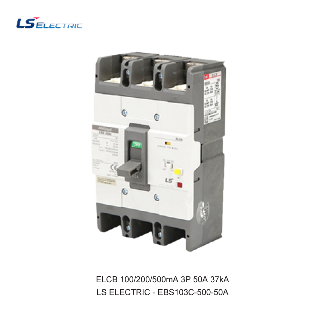 ELCB 100/200/500mA 3P 50A 37kA