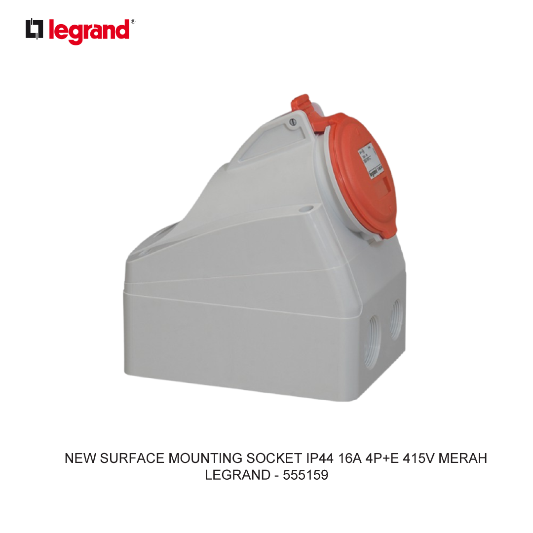 NEW SURFACE MOUNTING SOCKET IP44 16A 4P+E 415V RED