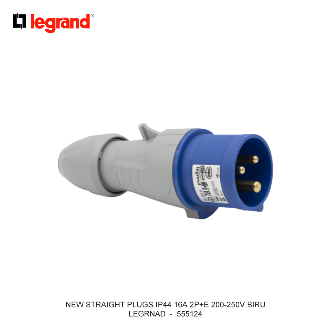 NEW STRAIGHT PLUGS IP44 16A 2P+E 200-250V BLUE