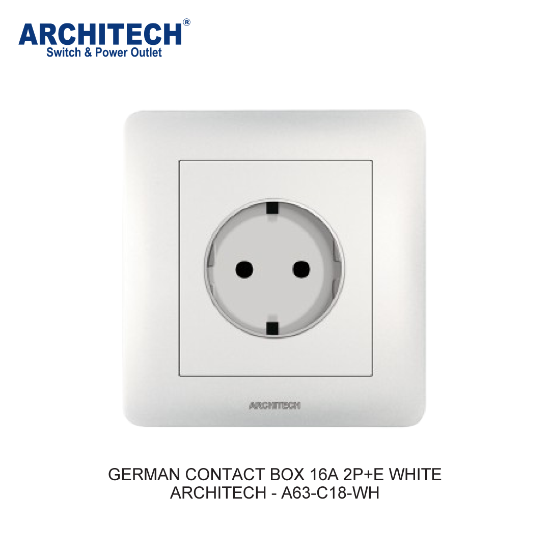 GERMAN CONTACT BOX 16A 2P+E WHITE