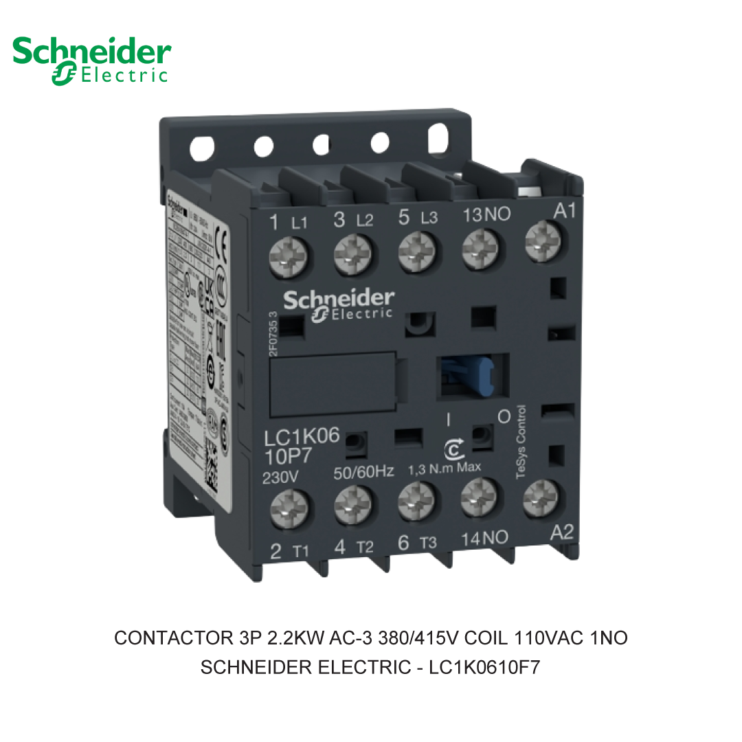 CONTACTOR 3P 2.2KW AC-3 380/415V COIL 110VAC 1NO