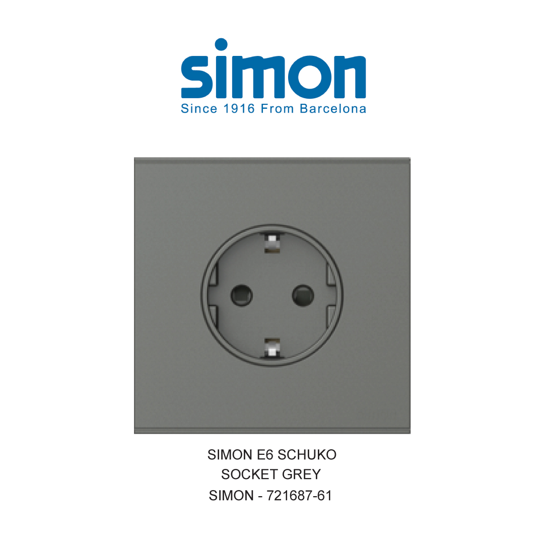 SIMON E6 SCHUKO SOCKET GREY