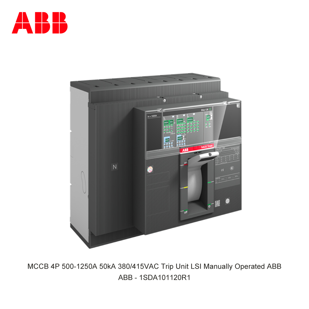 MCCB 4P 500-1250A 50kA 380/415VAC Trip Unit LSI Manually Operated ABB