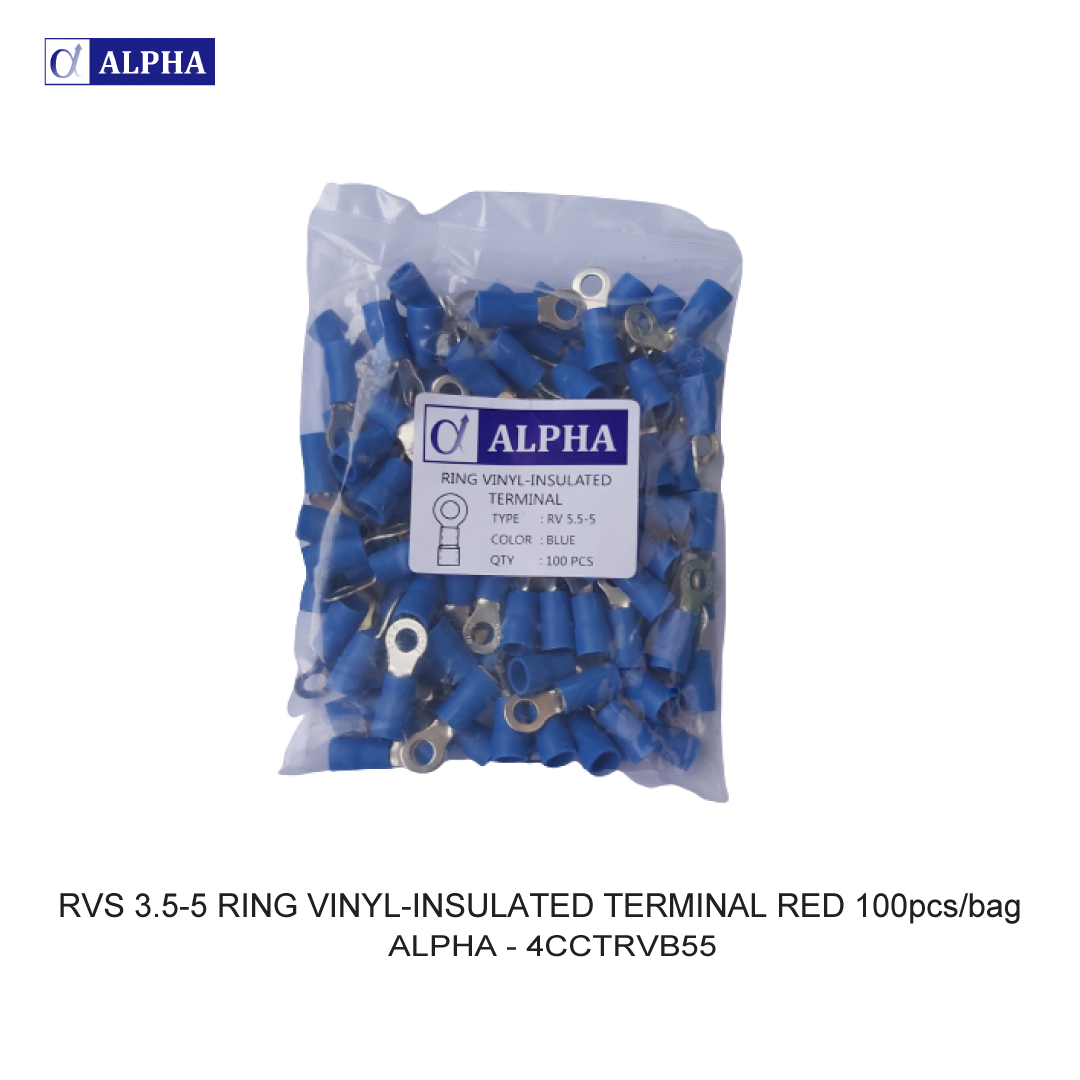 RVS 3.5-5 RING VINYL-INSULATED TERMINAL RED 100pcs/bag