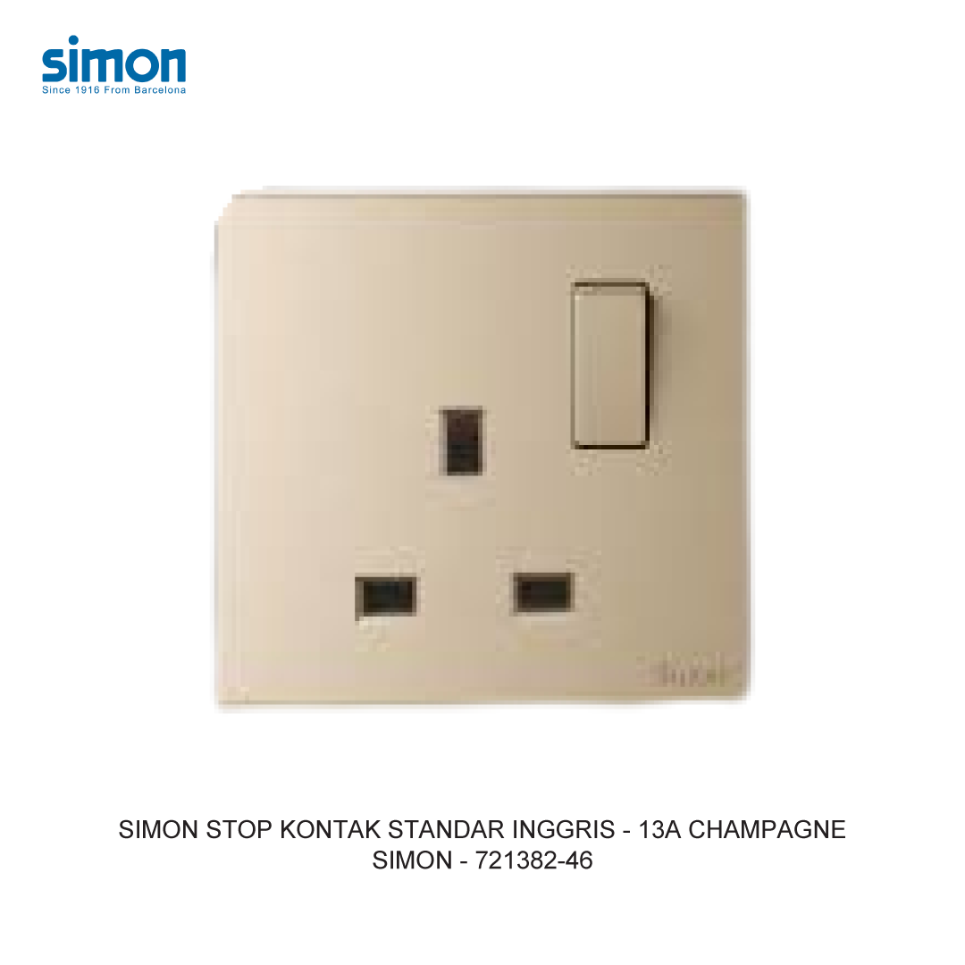 SIMON E6 BRITISH STANDARD SWITCHED SOCKET - 13A CHAMPAGNE