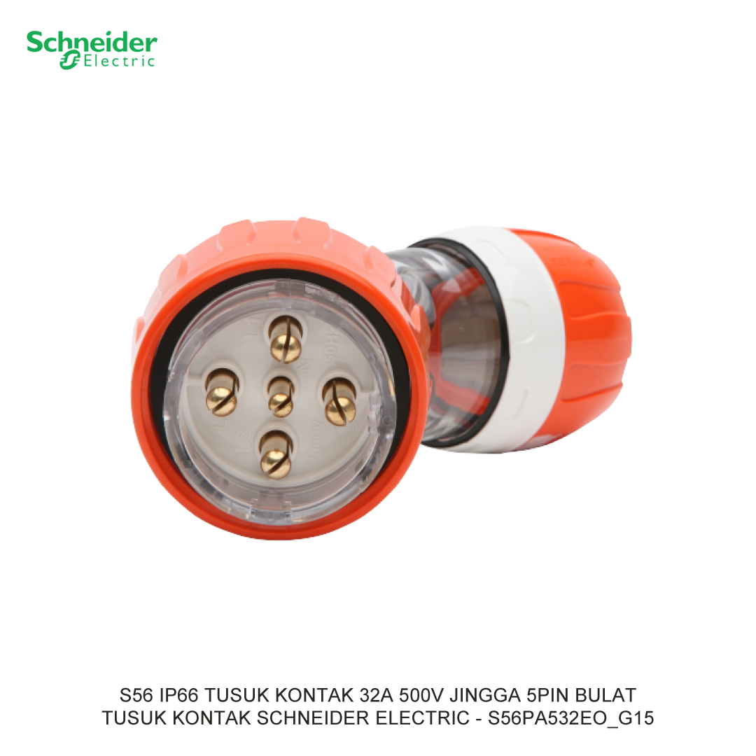 S56 IP66 TUSUK KONTAK 32A 500V JINGGA 5PIN BULAT
