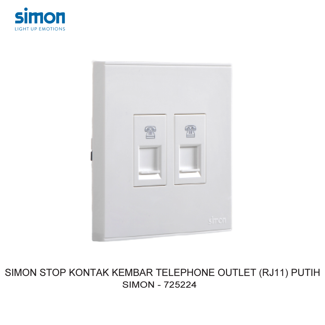 SIMON E6 TWIN TELEPHONE OUTLET (RJ11) WHITE