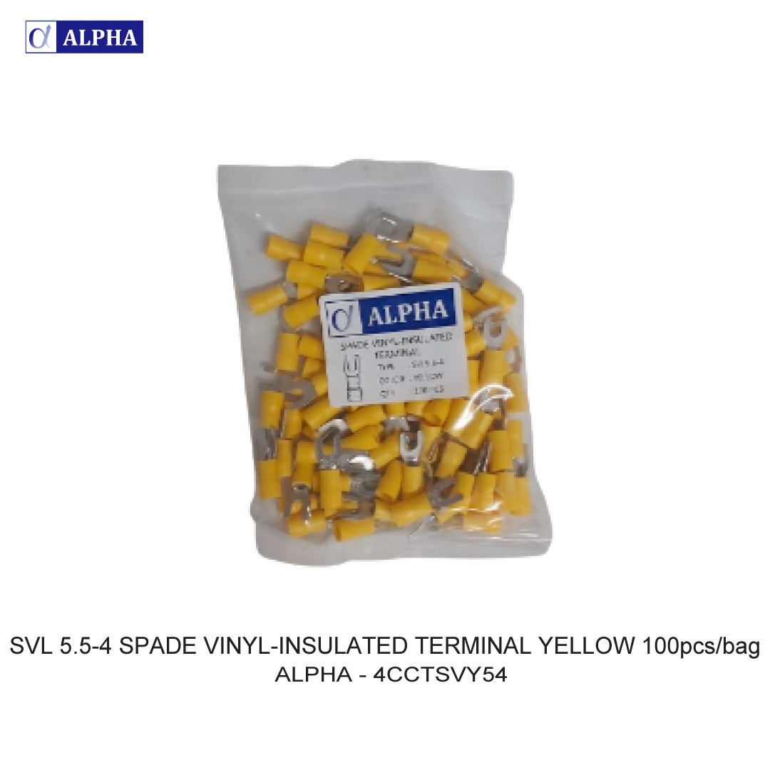 SVL 5.5-4 SPADE VINYL-INSULATED TERMINAL YELLOW 100pcs/bag