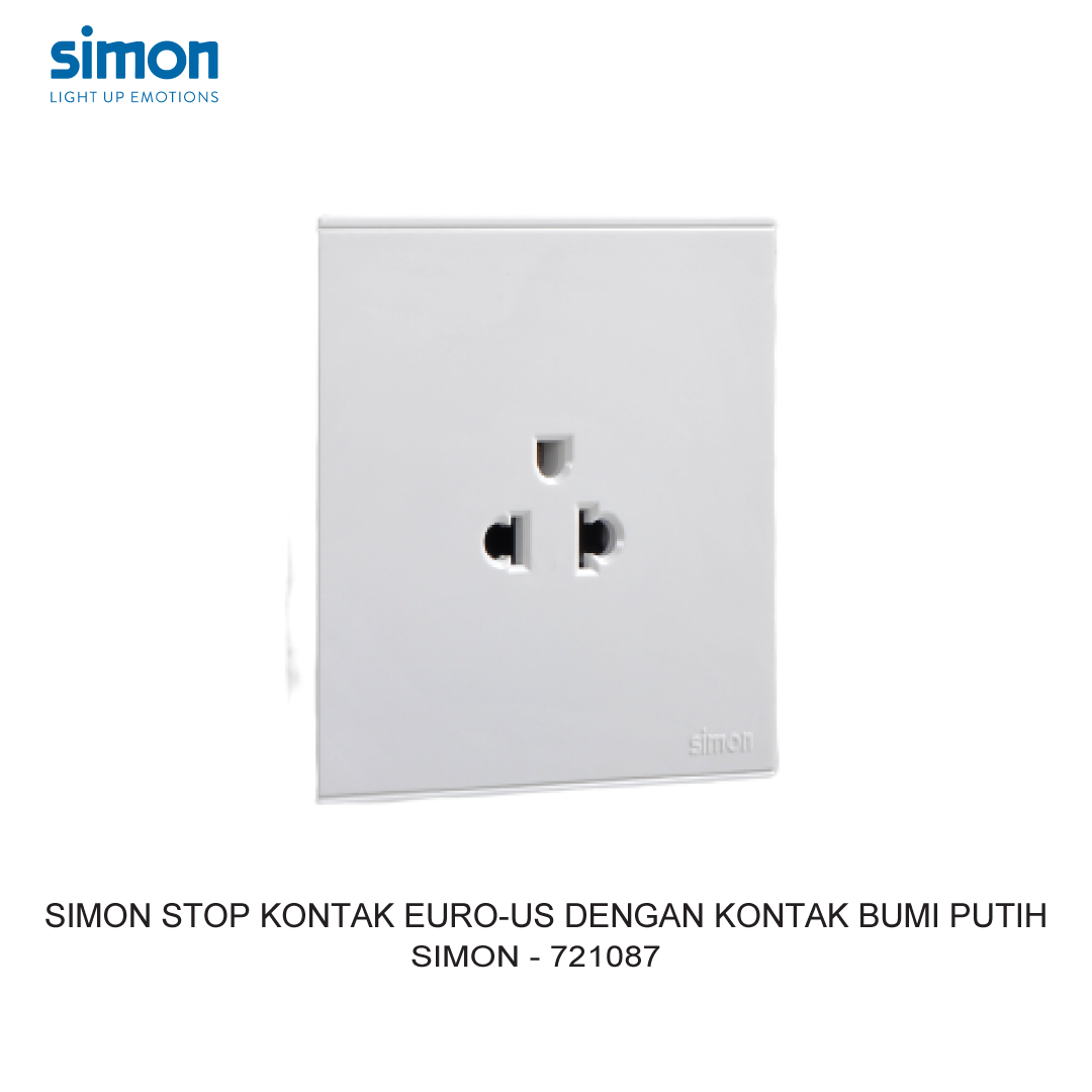 SIMON E6 EURO-US SOCKET WITH EARTH CONTACT WHITE