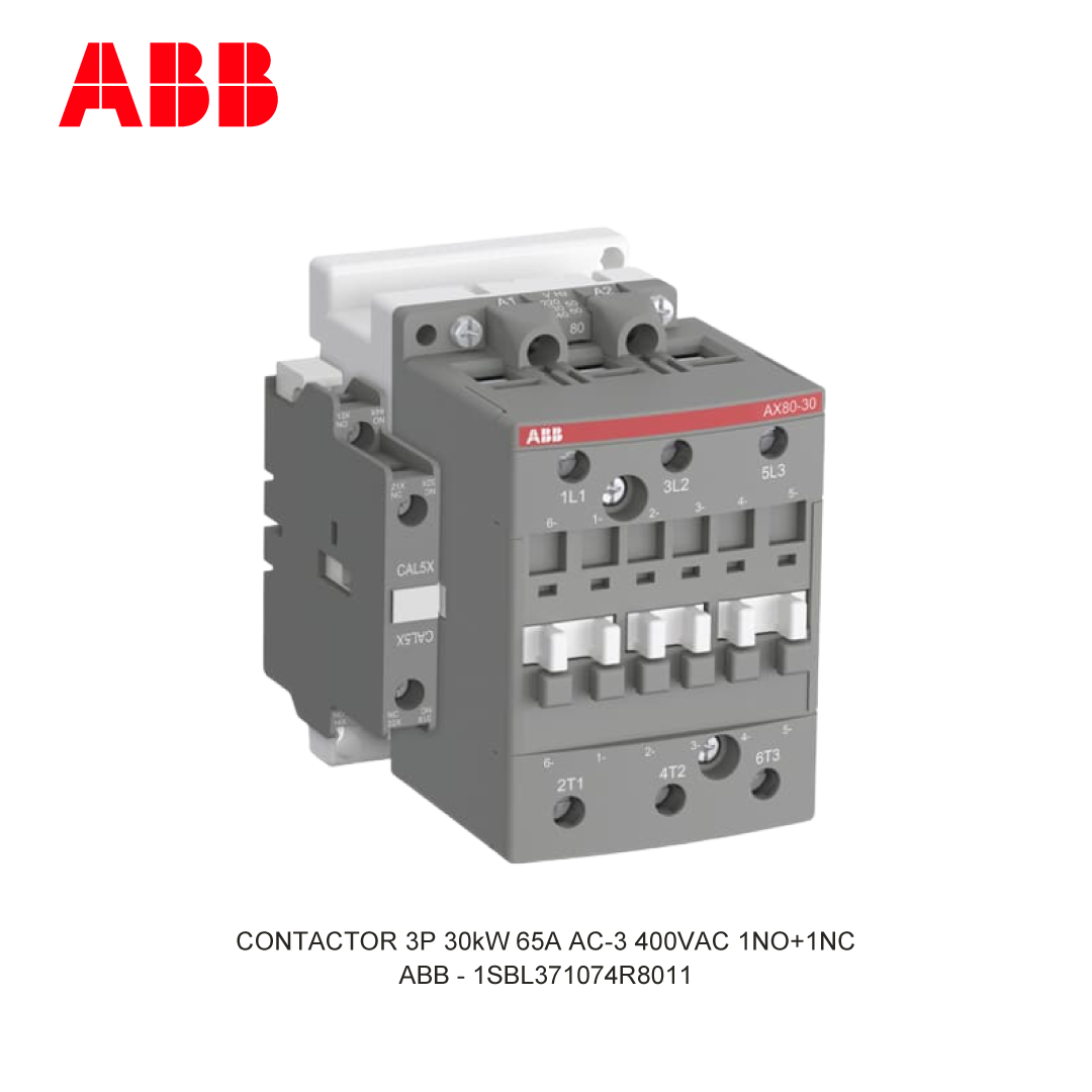 CONTACTOR 3P 30kW 65A AC-3 220-230V COIL 400VAC 1NO+1NC
