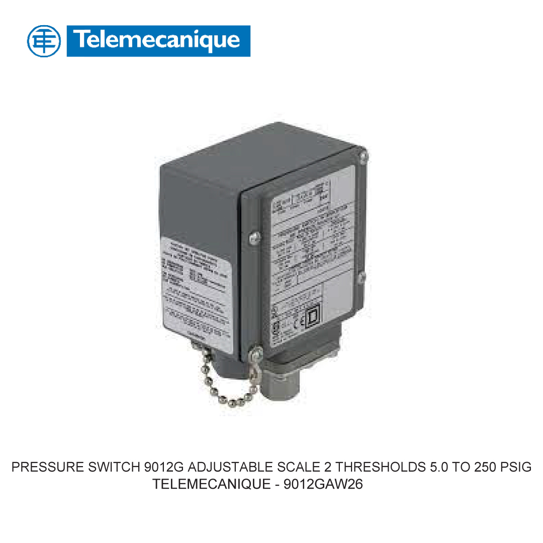 PRESSURE SWITCH 9012G ADJUSTABLE SCALE 2 THRESHOLDS 5.0 TO 250 PSIG