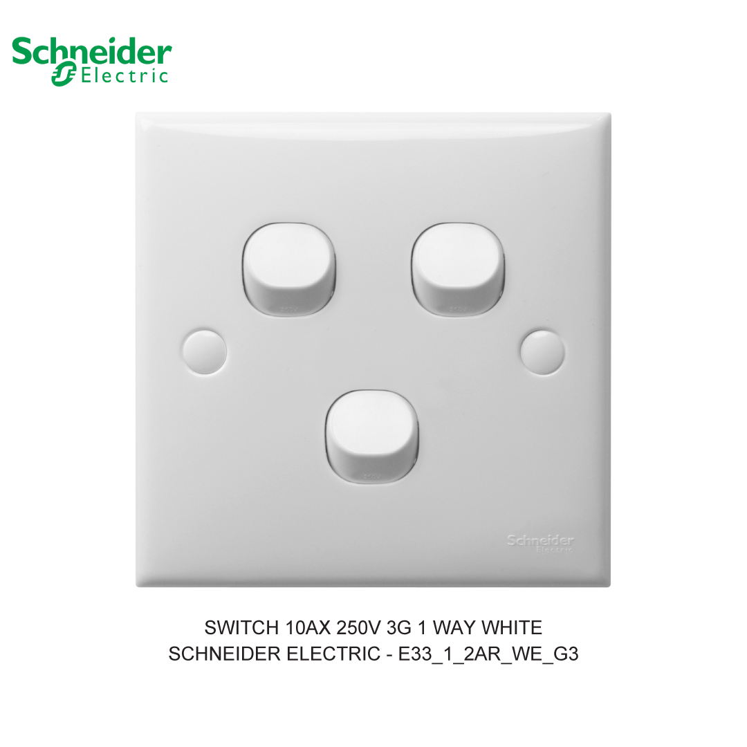 SWITCH 10AX 250V 3G 1 WAY WHITE