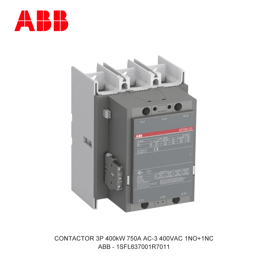 CONTACTOR 3P 400kW 750A AC-3 100-250V AC/DC 400V COIL 1NO+1NC