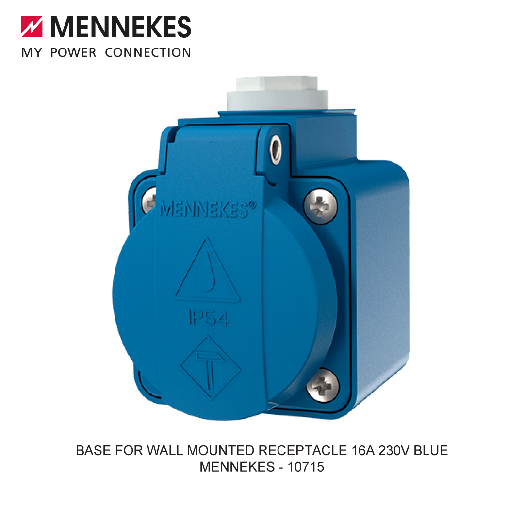 BASE FOR WALL MOUNTED RECEPTACLE 16A 230V BLUE