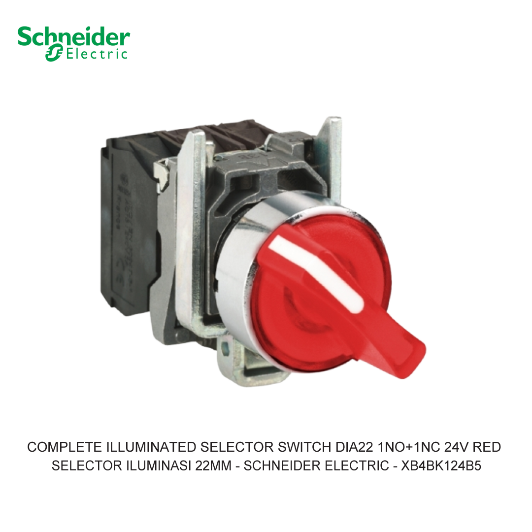 COMPLETE ILLUMINATED SELECTOR SWITCH 2-POSITION STAY PUT 1NO+1NC 24V RED