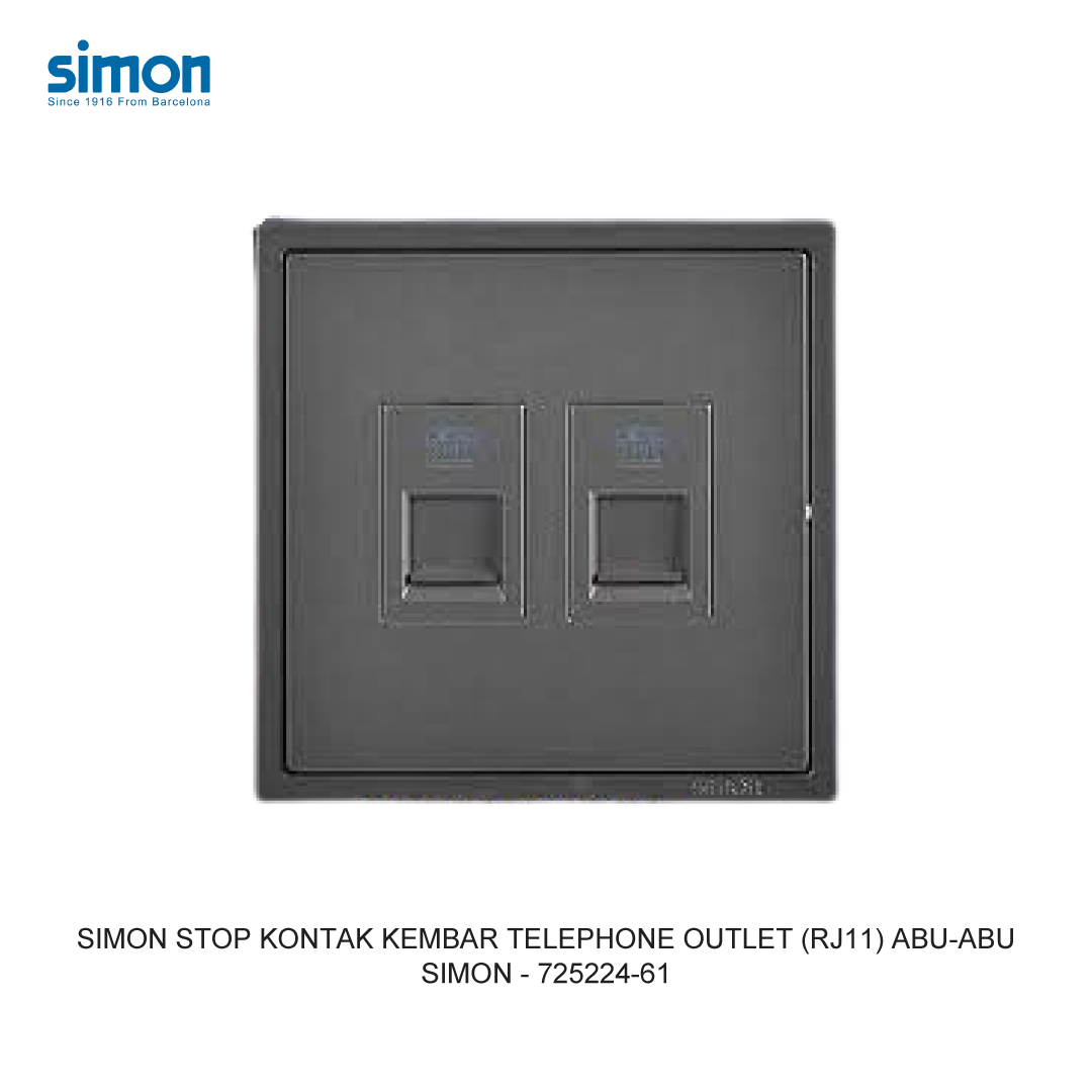SIMON E6 TWIN TELEPHONE OUTLET (RJ11) GREY