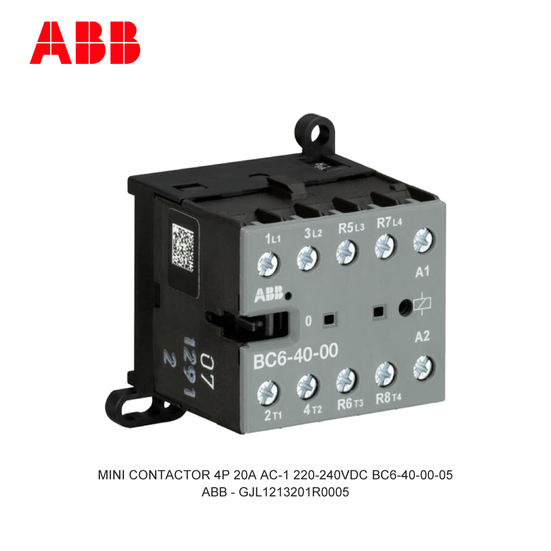 MINI CONTACTOR 4P 20A AC-1 220-240VDC BC6-40-00-05