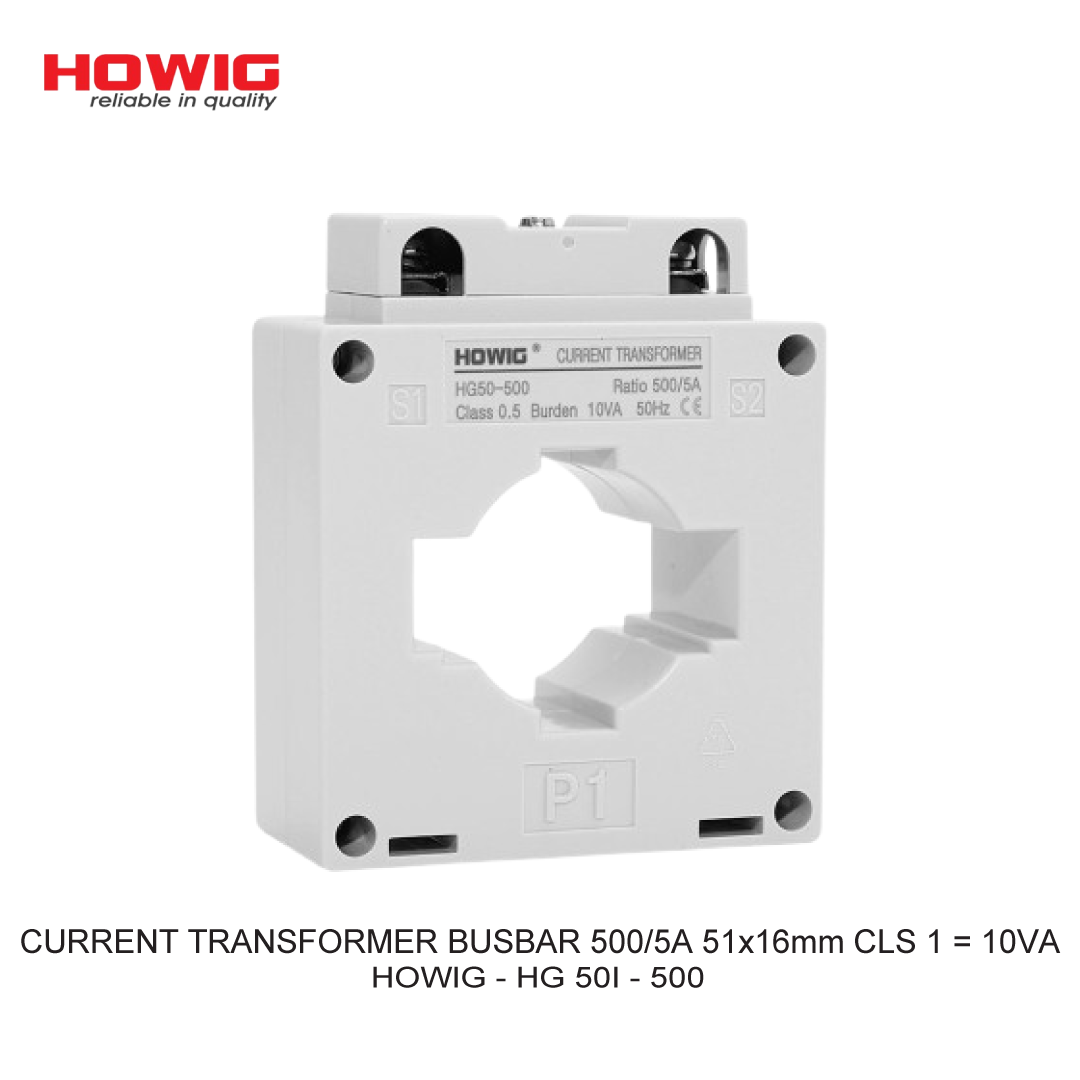 CURRENT TRANSFORMER BUSBAR 500/5A 51x16mm CLS 1 = 10VA