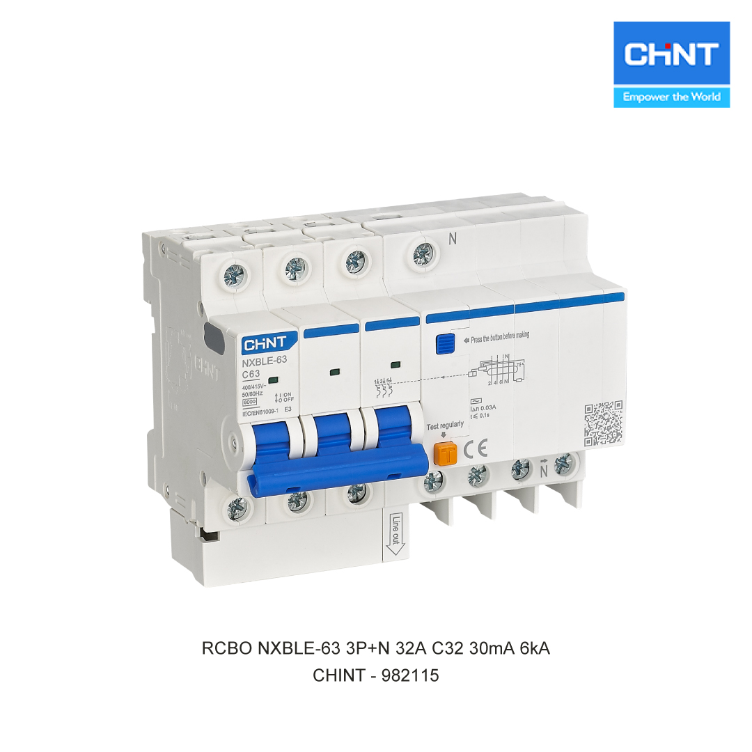RCBO NXBLE-63 3P+N 32A C32 30mA 6kA