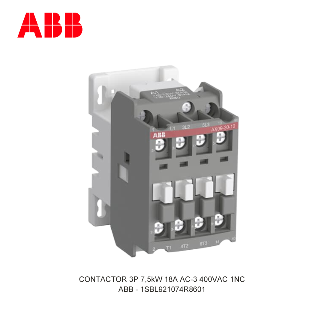 CONTACTOR 3P 7.5kW 18A AC-3 400-415V COIL 400VAC 1NC
