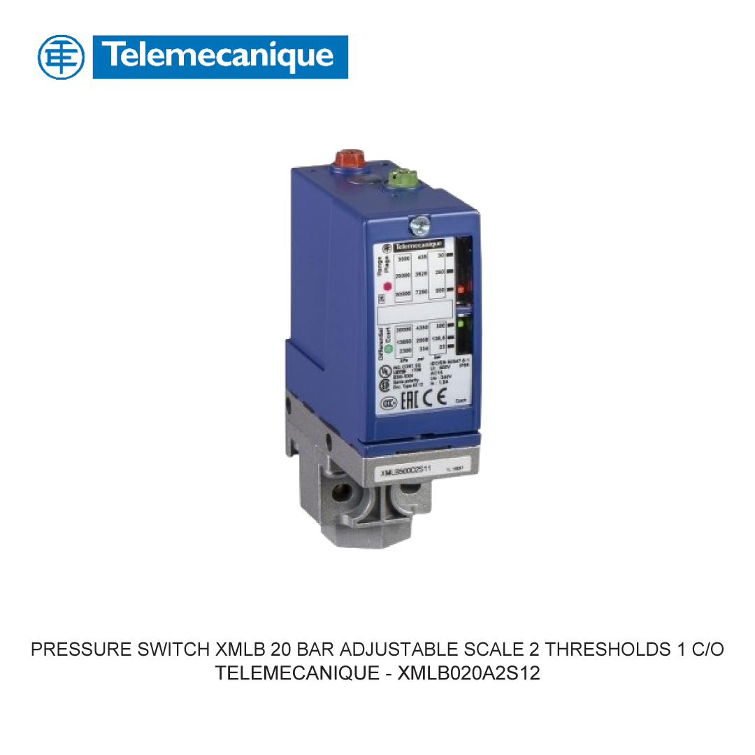 PRESSURE SWITCH XMLB 20 BAR ADJUSTABLE SCALE 2 THRESHOLDS 1 C/O