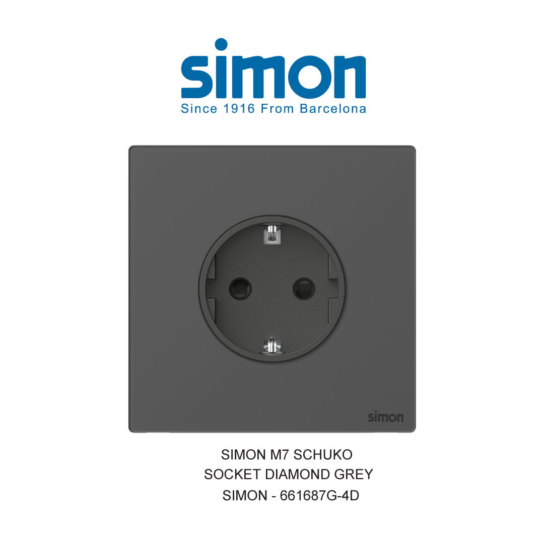 SIMON SCHUKO SOCKET DIAMOND GREY