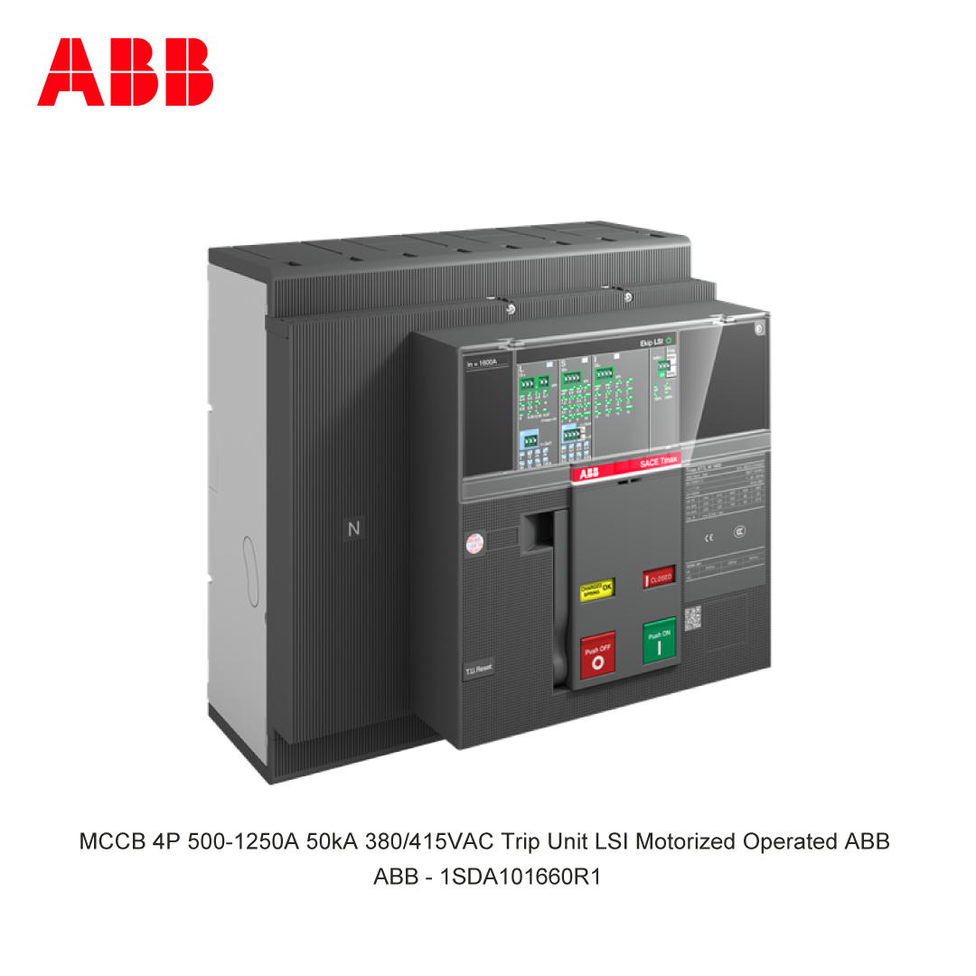 MCCB 4P 500-1250A 50kA 380/415VAC Trip Unit LSI Motorized Operated ABB