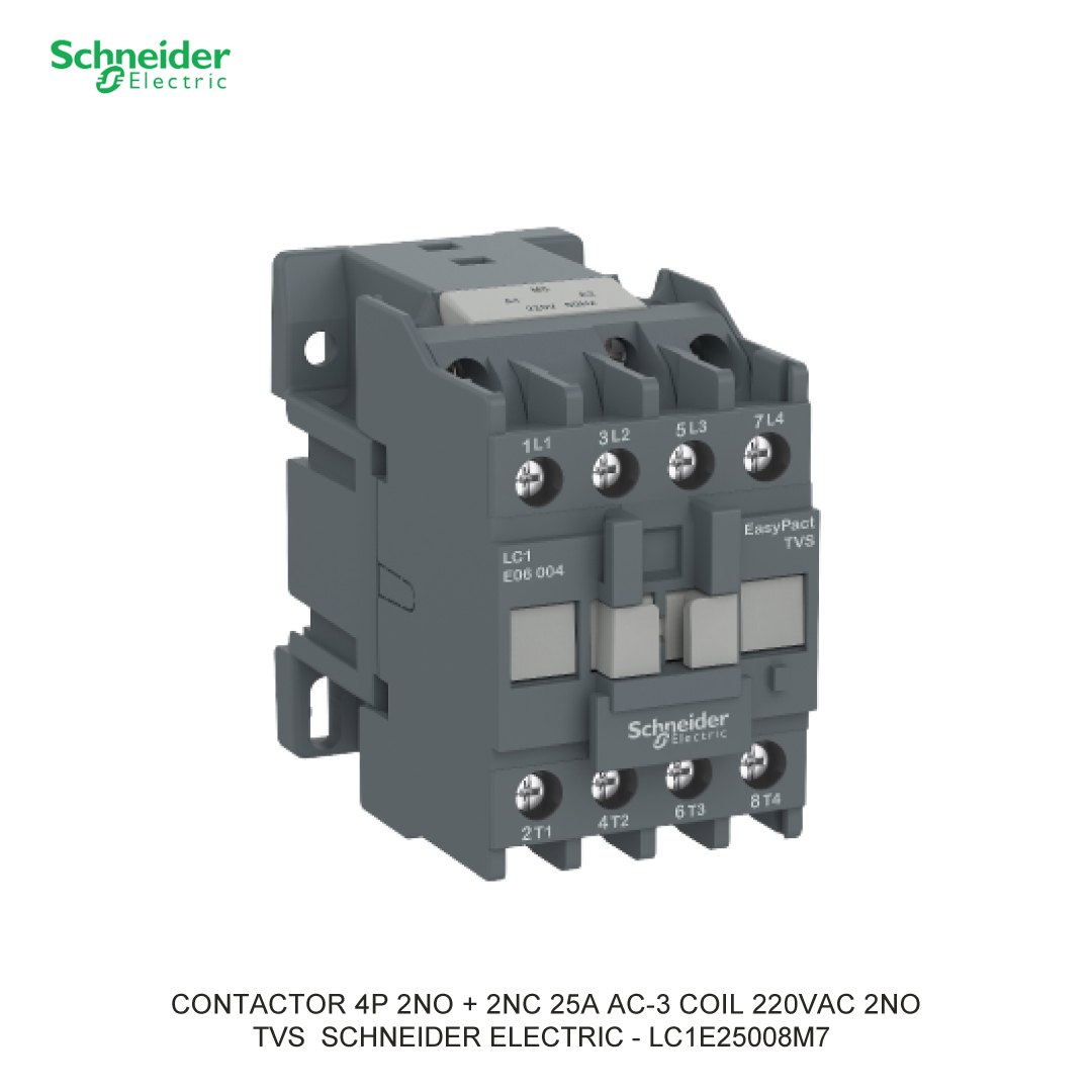 CONTACTOR 4P 25A AC-3 COIL 220VAC 2NO + 2NC