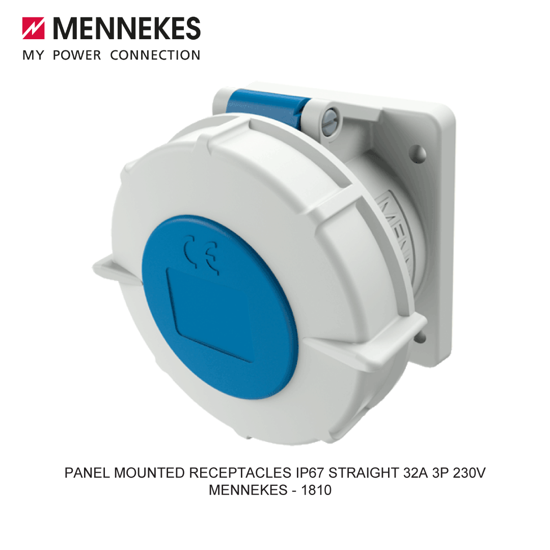 PANEL MOUNTED RECEPTACLES IP67 STRAIGHT 32A 3P 230V