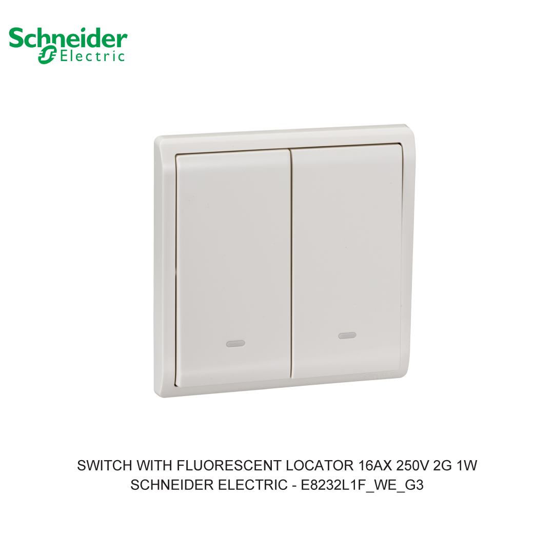 SWITCH WITH FLUORESCENT LOCATOR 16AX 250V 2G 1W