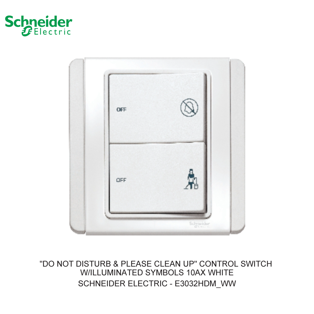 "DO NOT DISTURB & PLEASE CLEAN UP" CONTROL SWITCH W/ILLUMINATED SYMBOLS 10AX WHITE