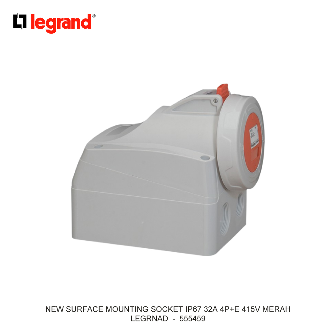 NEW SURFACE MOUNTING SOCKET IP67 32A 4P+E 415V RED