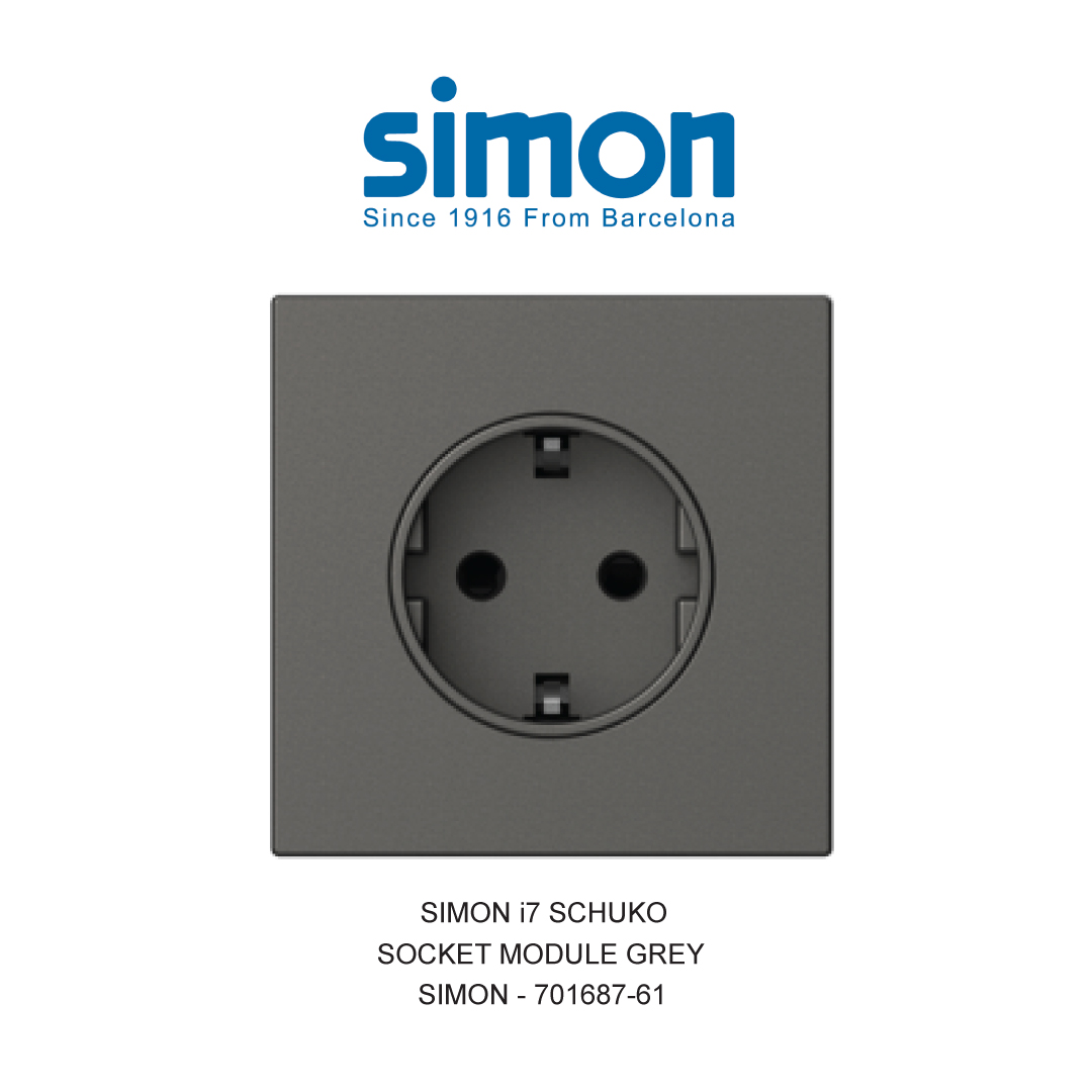 SIMON i7 SCHUKO SOCKET MODULE GREY