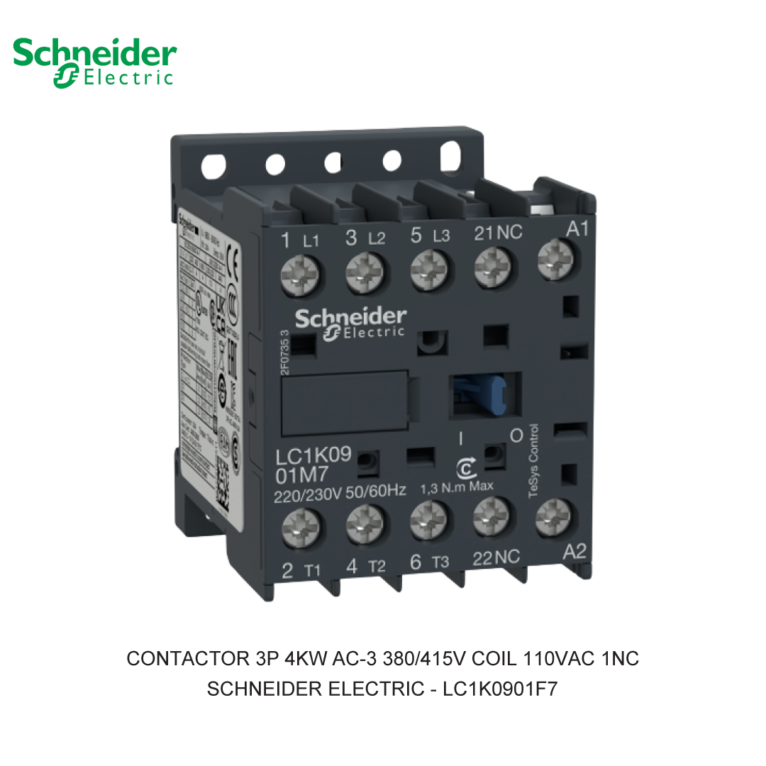 CONTACTOR 3P 4KW AC-3 380/415V COIL 110VAC 1NC