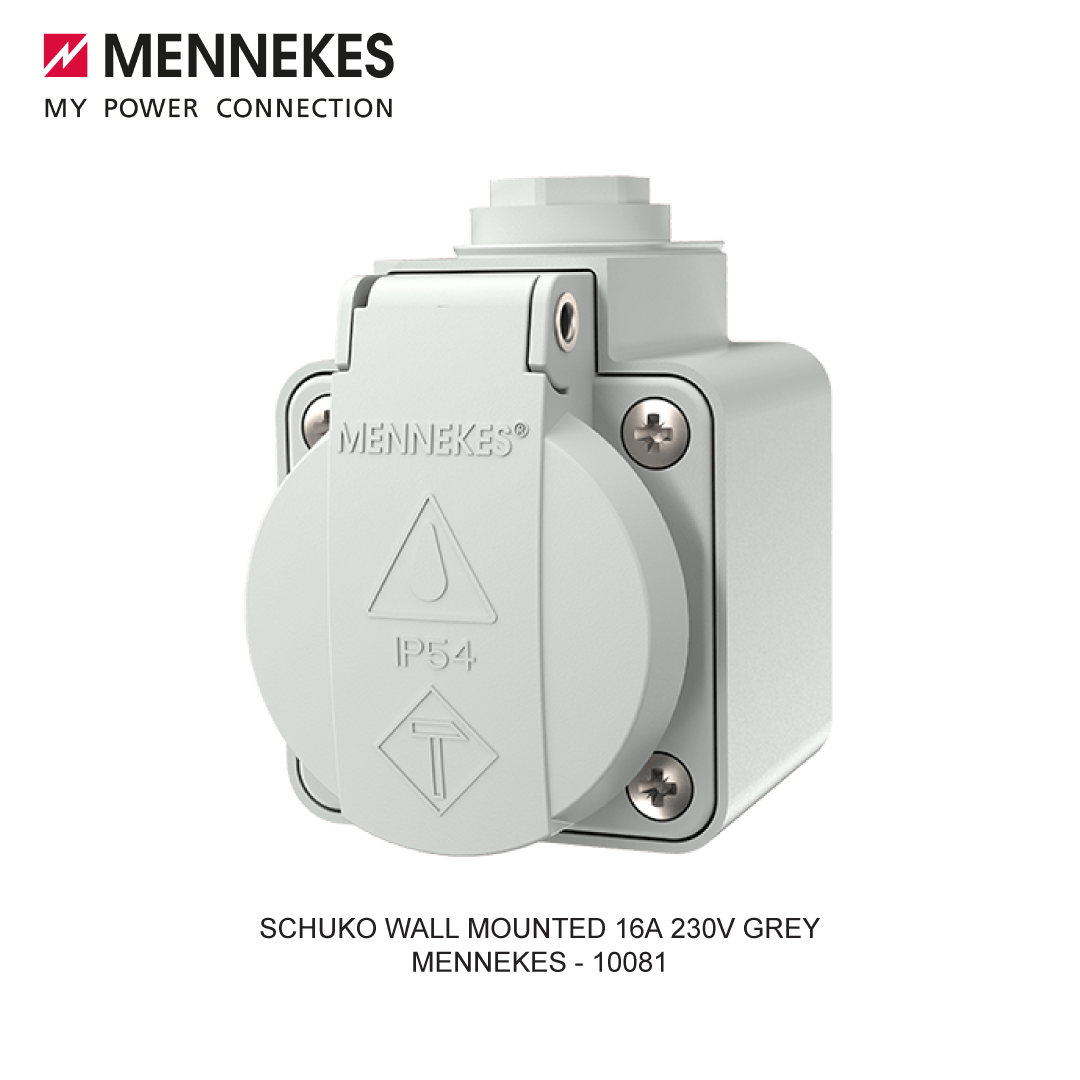 WALL MOUNTED RECEPTACLE SCHUKO 16A 230V GREY