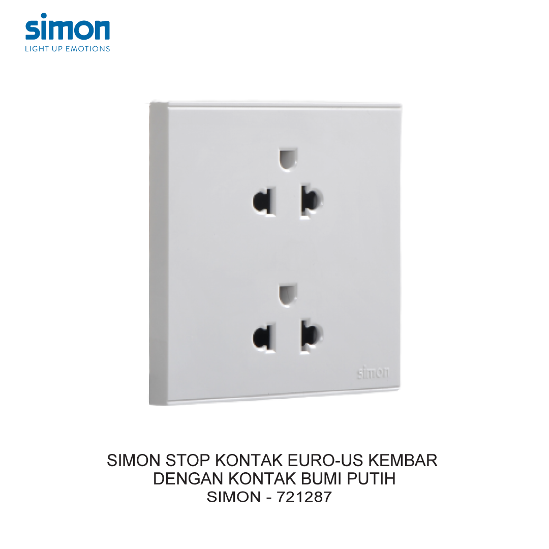 SIMON E6 TWIN EURO-US SOCKET WITH EARTH CONTACT WHITE