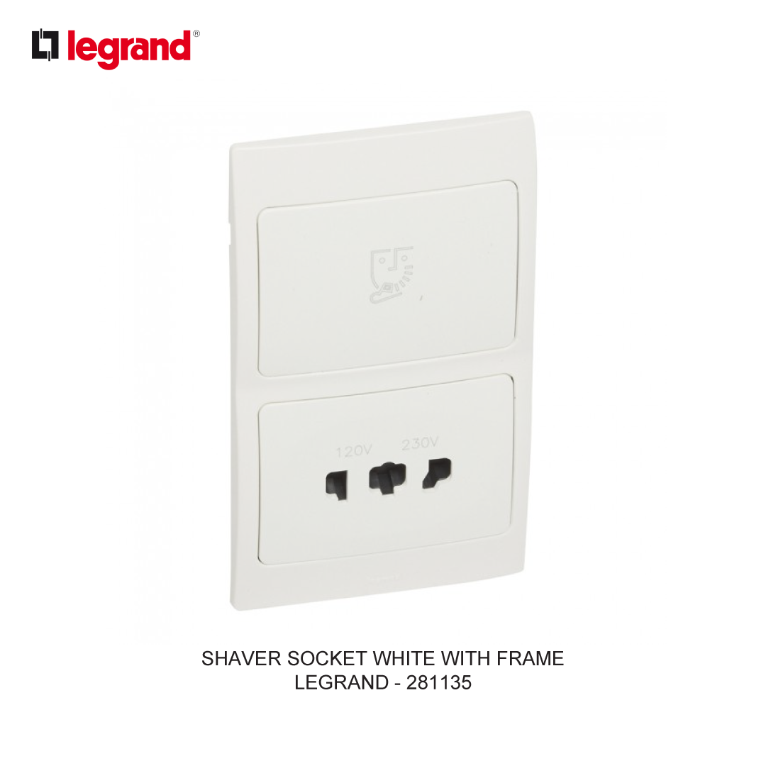 SHAVER SOCKET WHITE WITH FRAME