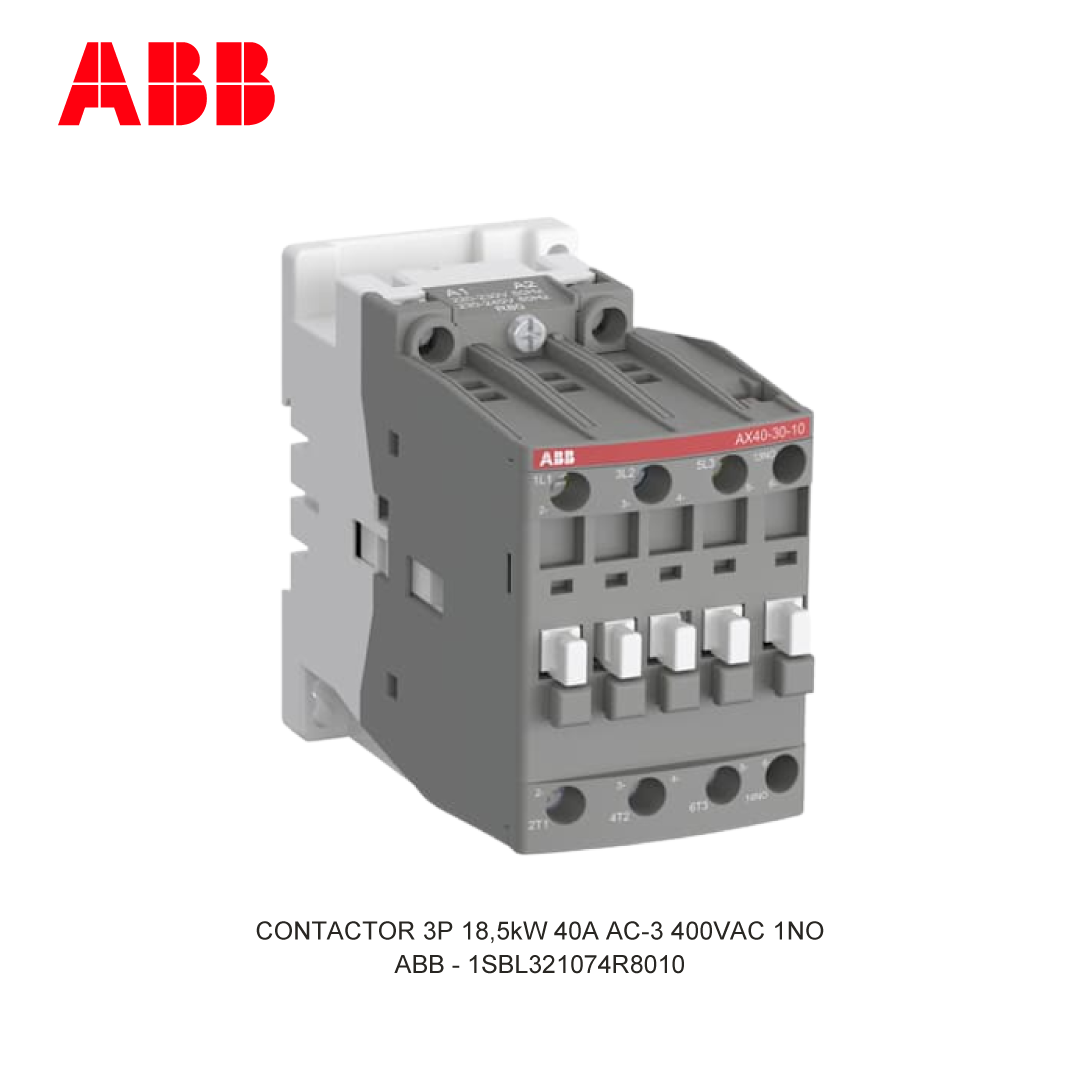 CONTACTOR 3P 18.5kW 40A AC-3 220-230V COIL 400VAC 1NO