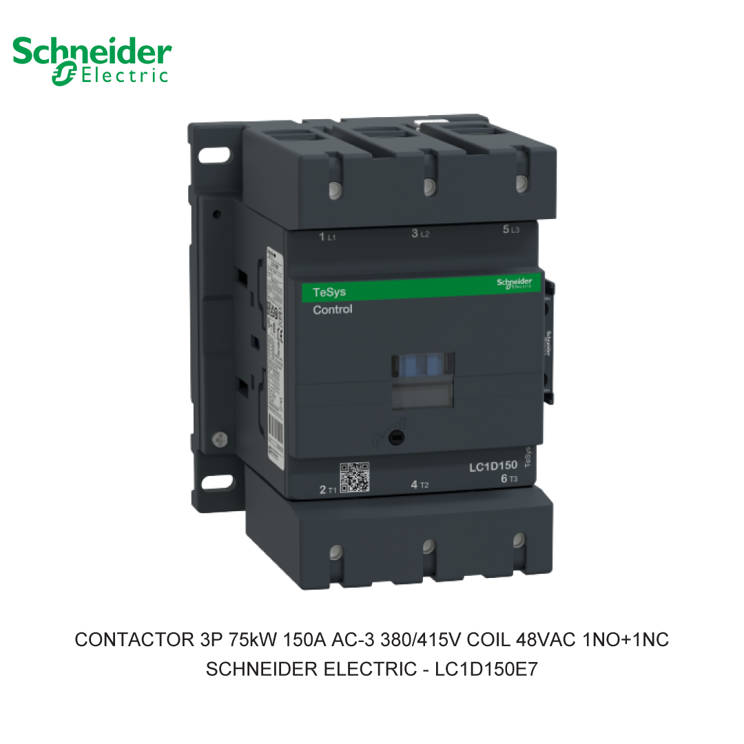 CONTACTOR 3P 75kW 150A AC-3 380/415V COIL 48VAC 1NO+1NC