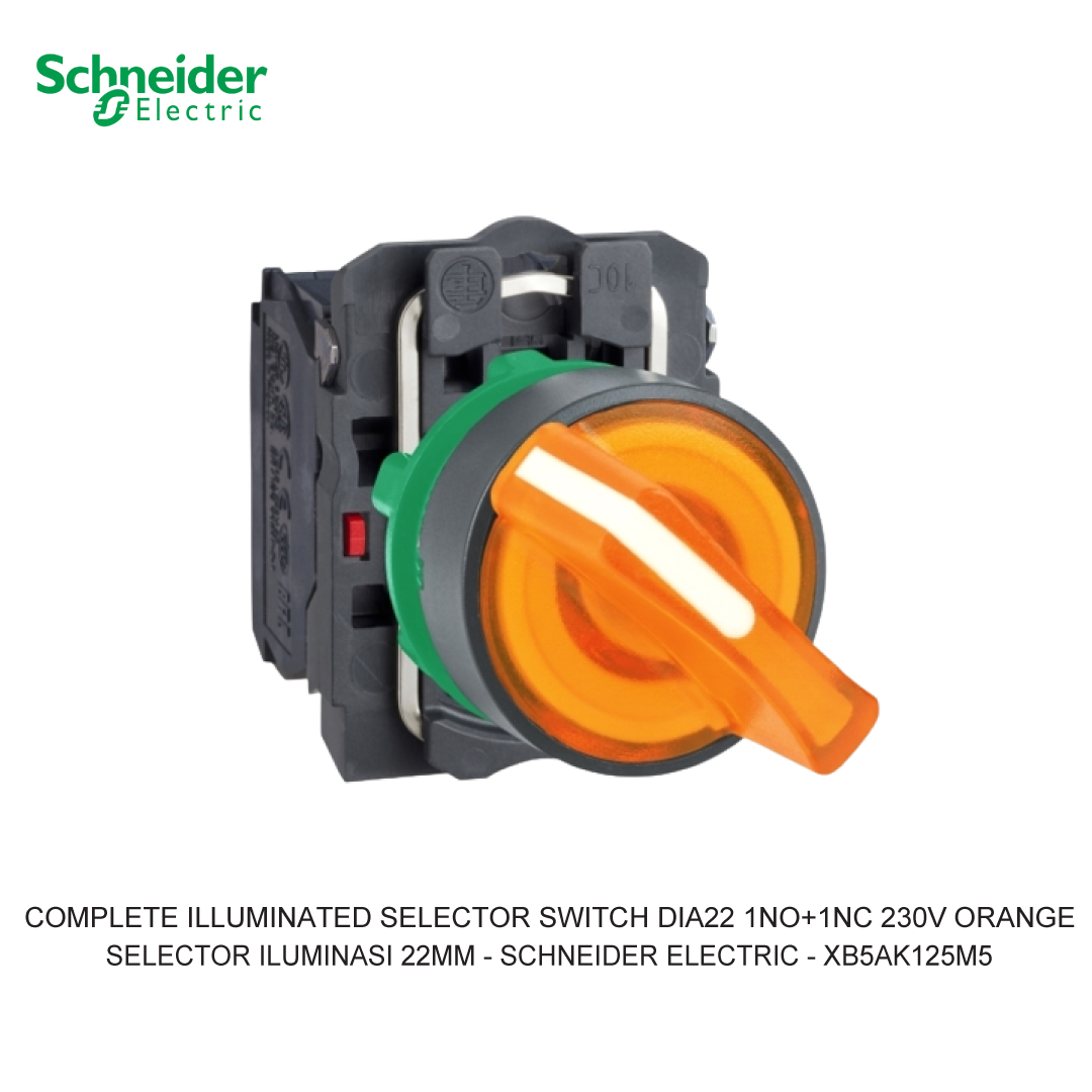 COMPLETE ILLUMINATED SELECTOR SWITCH 2-POSITION STAY PUT 1NO+1NC 230V ORANGE