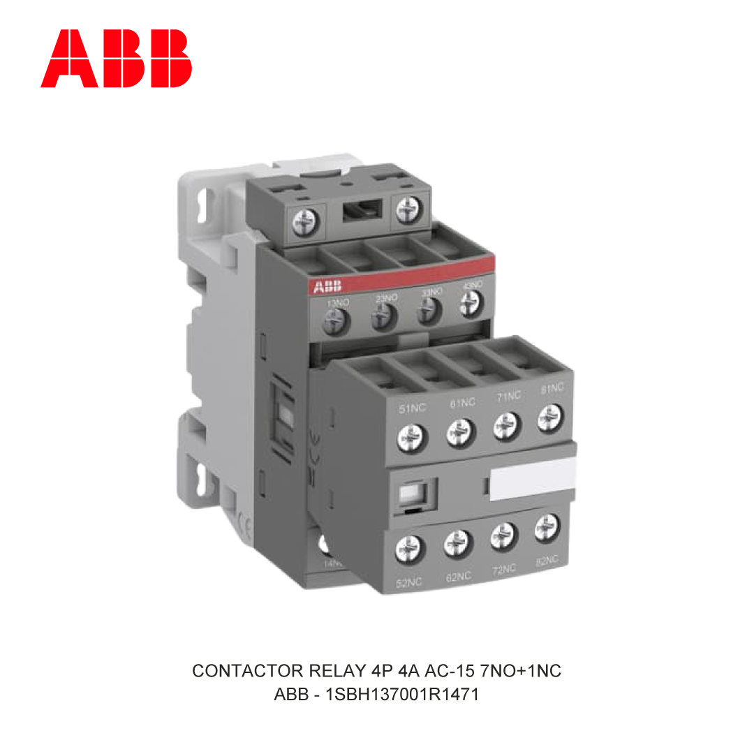 CONTACTOR RELAY 4P 4A AC-15 7NO+1NC