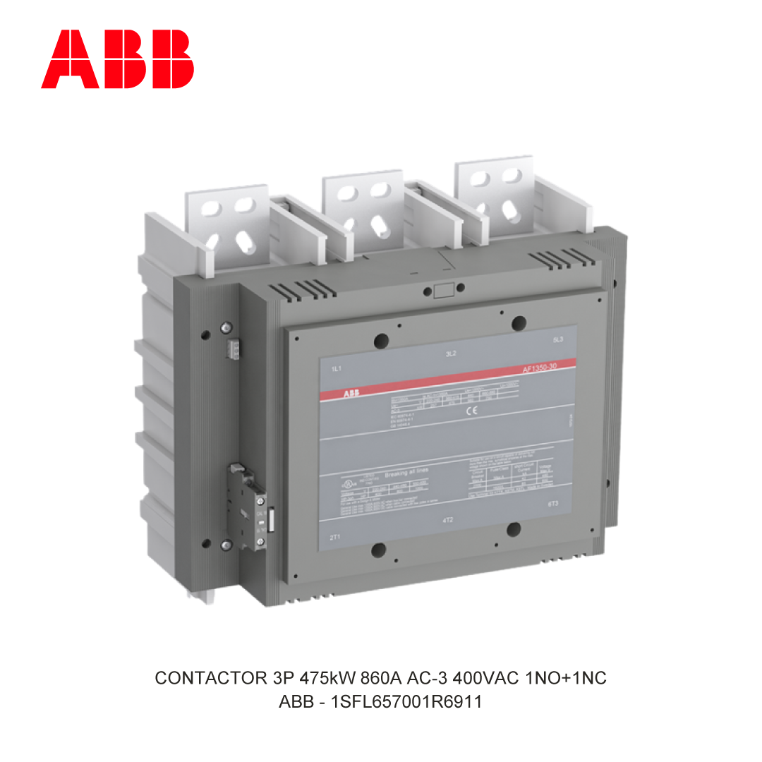 CONTACTOR 3P 475kW 860A AC-3 48-130V AC/DC 400V COIL 1NO+1NC