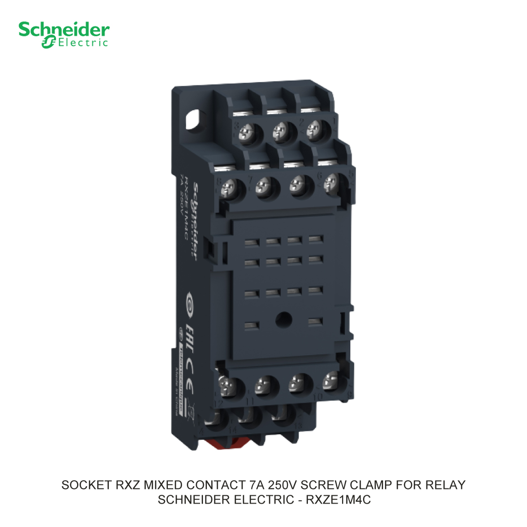 SOCKET RXZ MIXED CONTACT 7A 250V SCREW CLAMP FOR RELAY RXM2 RXM4 SCHNEIDER ELECTRIC