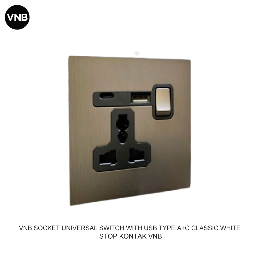 VNB SOCKET UNIVERSAL SWITCH WITH USB TYPE A+C CLASSIC WHITE